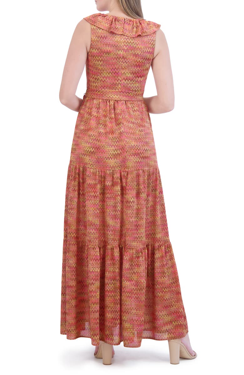 Eliza J Chevron Stripe Tiered Ruffle Maxi Dress, Alternate, color,