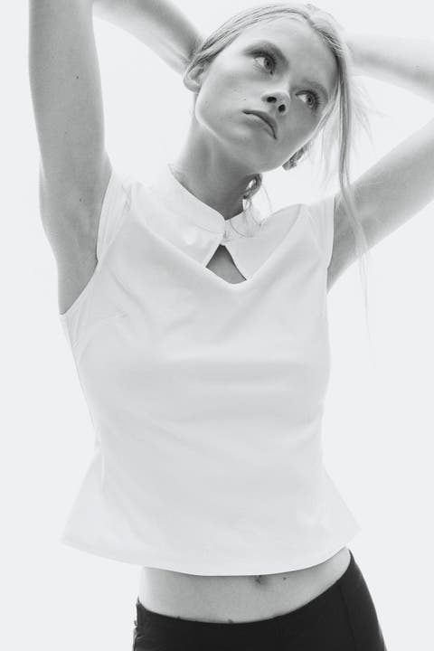 Viscose-Blend Top With Keyhole Detail