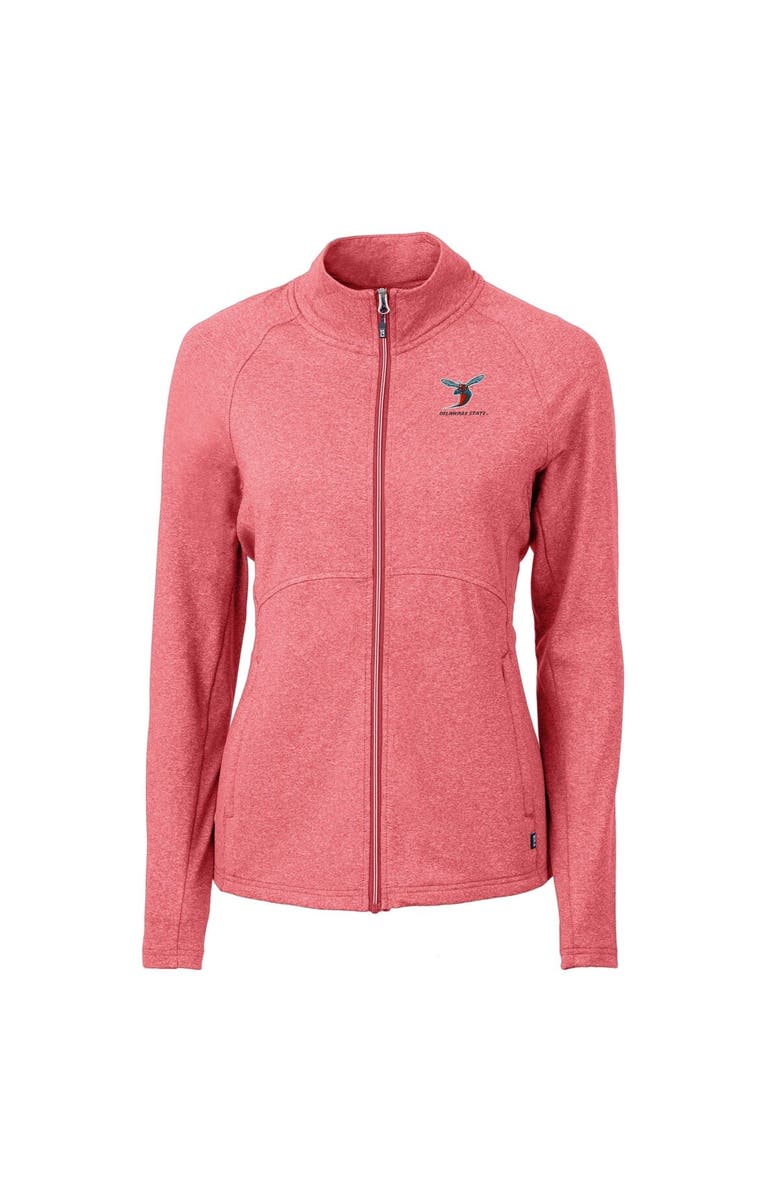 Cutter & Buck Women's Cutter & Buck  Heather Red Delaware State Hornets Adapt Eco Knit Heather Recycled Full-Zip Jacket, Alternate, color, 
