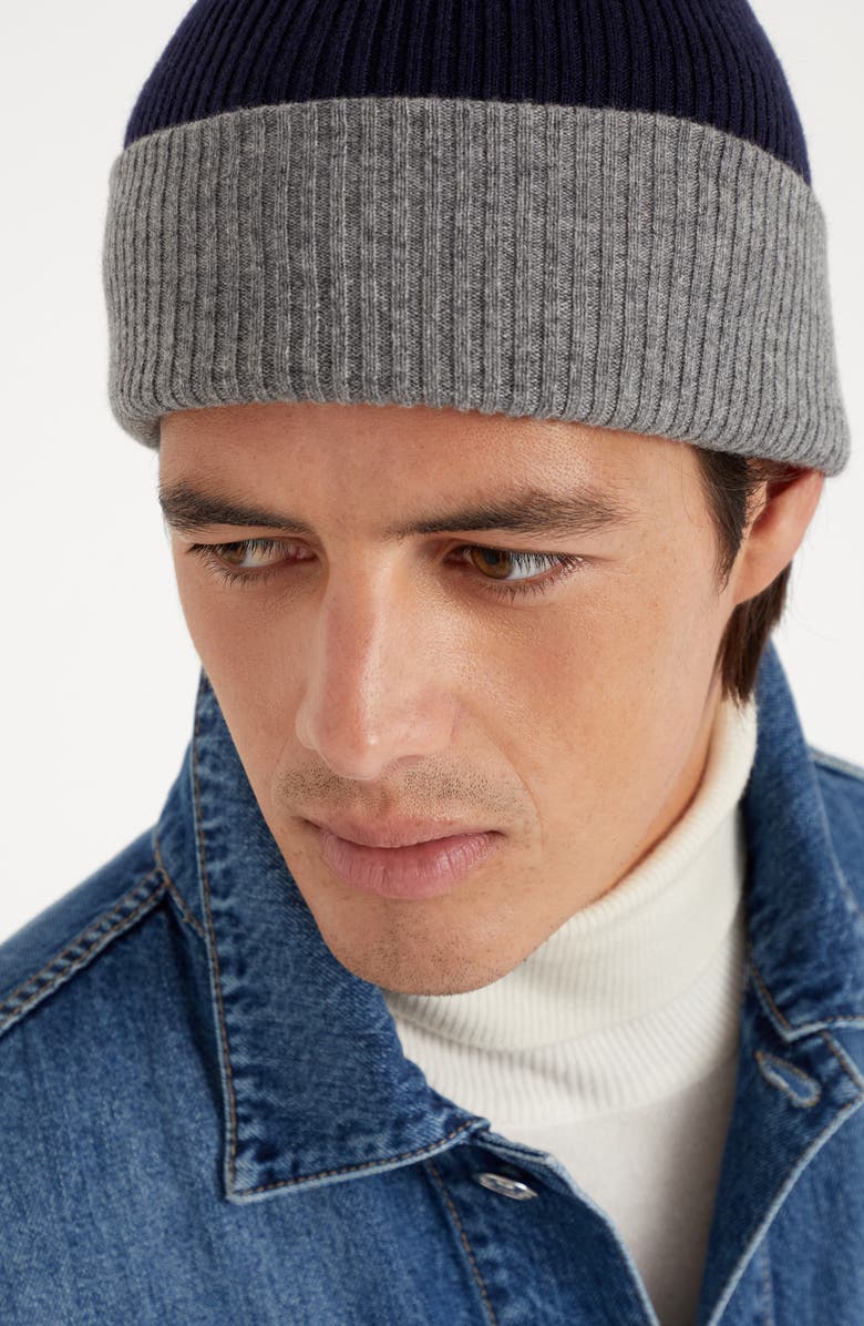 Brunello Cucinelli Cashmere double knit ribbed beanie, Alternate, color, 