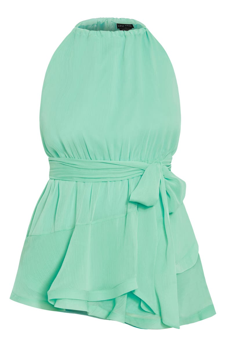 City Chic Belinda Tie Belt Romper, Alternate, color, Mint