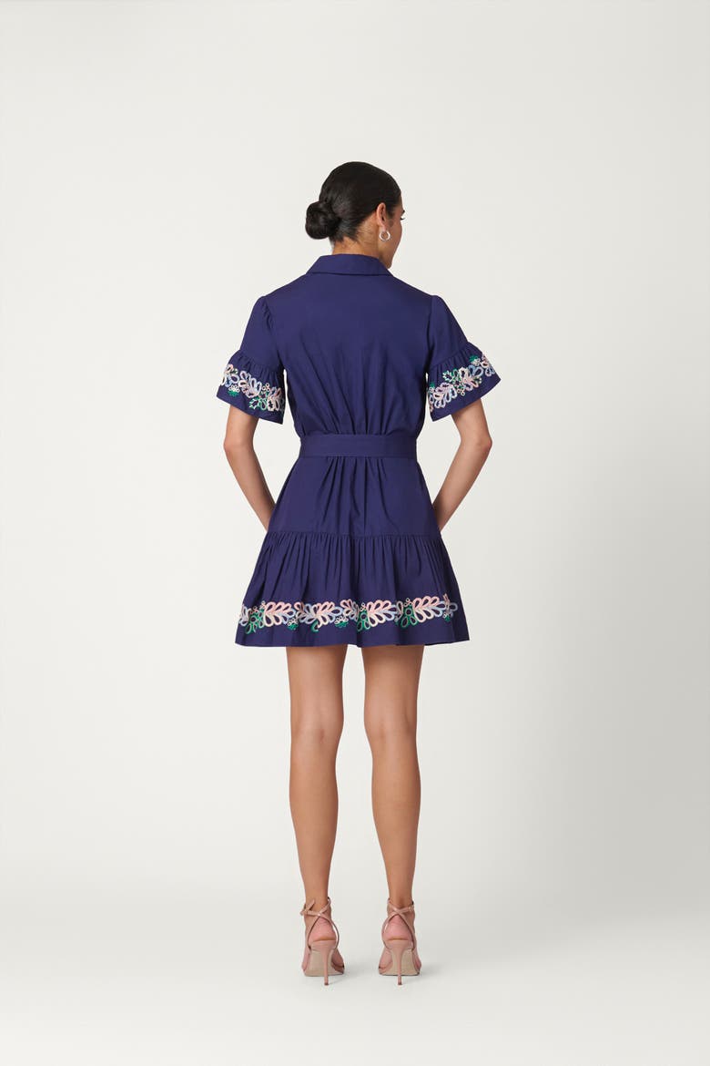 Beaded Cotton Poplin Lima Dress, Alternate, color, Navy