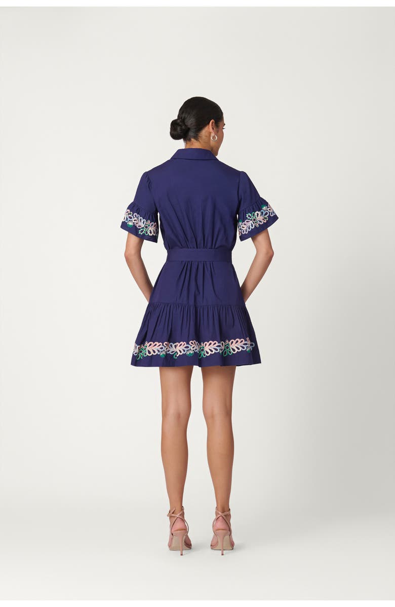 Shoshanna Beaded Cotton Poplin Lima Dress, Alternate, color, Navy
