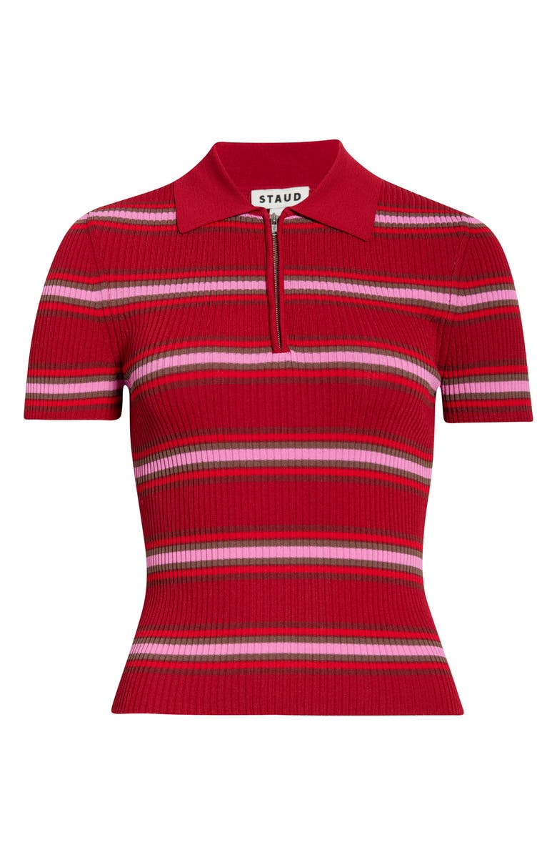 STAUD Ren Stripe Rib Polo Sweater, Alternate, color, Dana Stripe