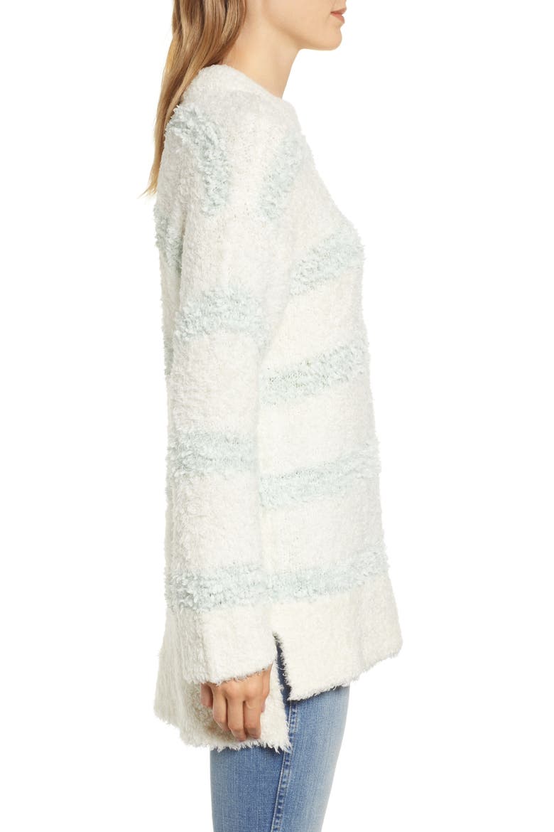 Texturestripe Fuzzy Sweater, Alternate, color, IVORY GREEN STRIPE