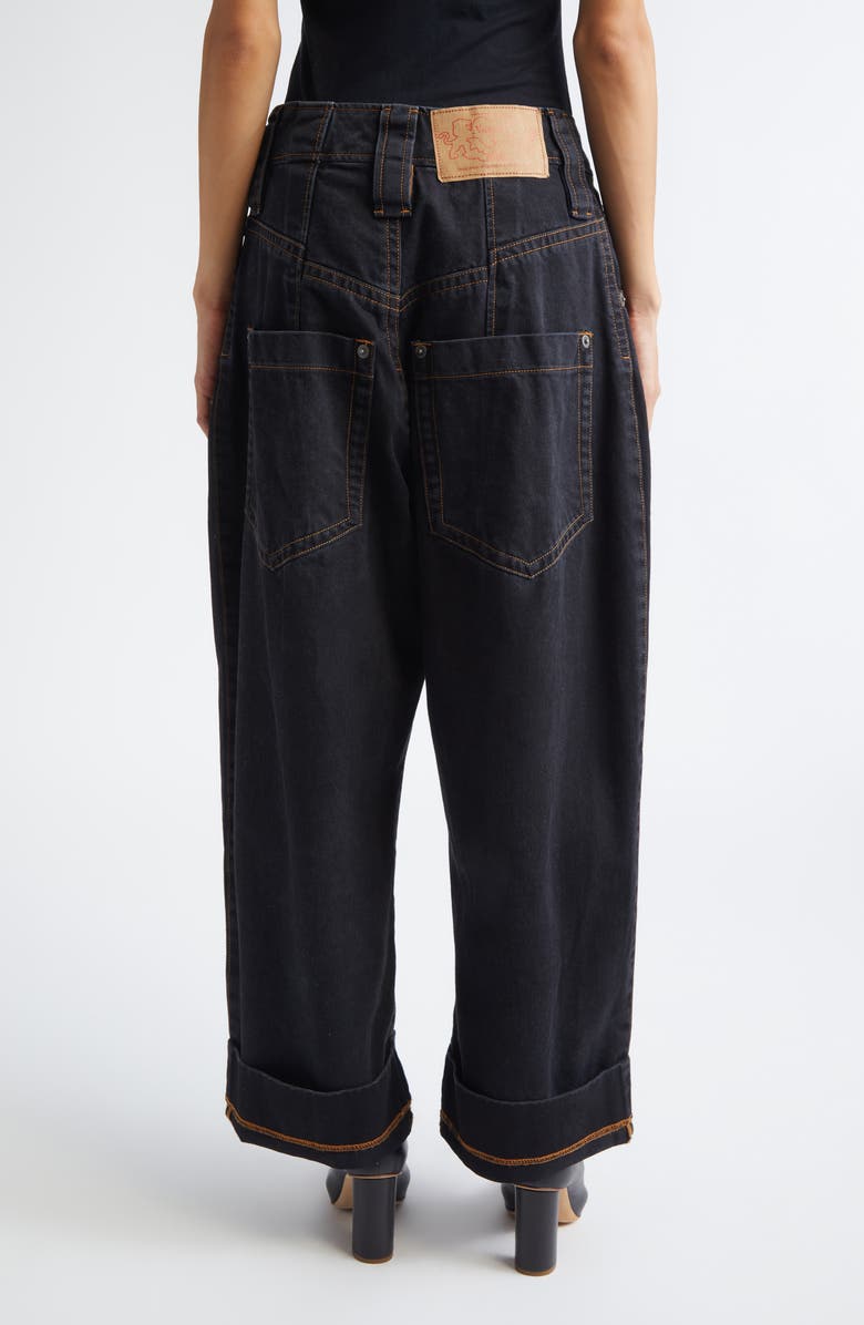 Vaquera Baby Oversize High Waist Cuffed Wide Leg Jeans, Alternate, color, Black 1