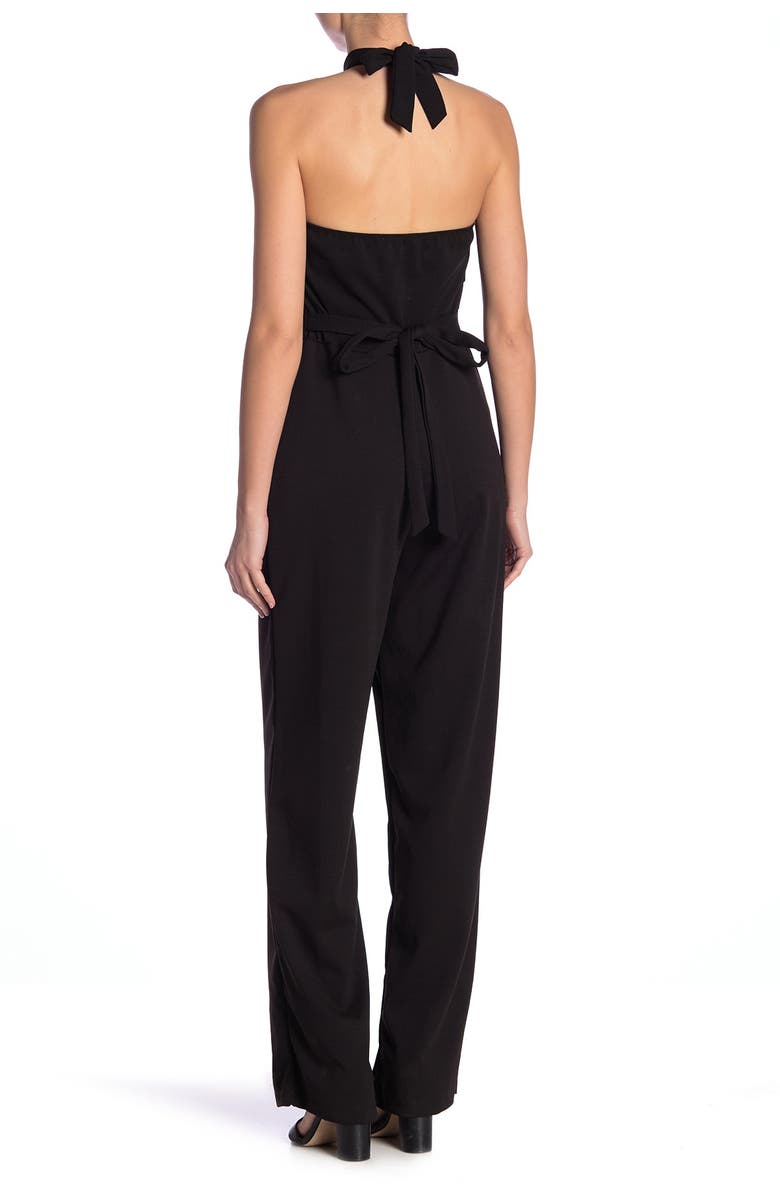 bebe Ruffle Halter Jumpsuit, Alternate, color, 