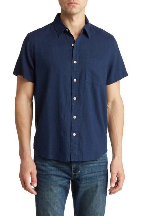 San Gabriel Short Sleeve Linen Blend Button-Up Shirt