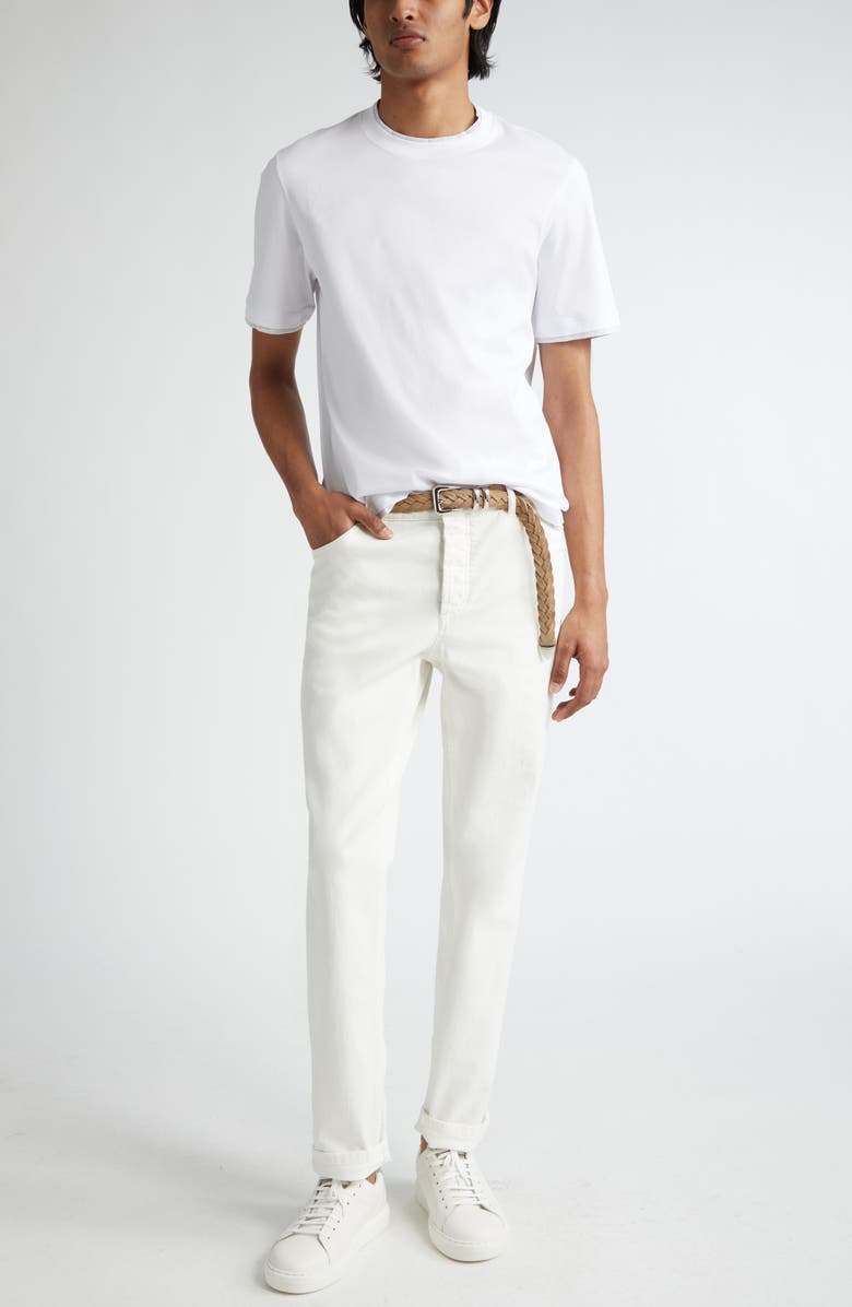 Brunello Cucinelli Tipped Cotton T-Shirt, Alternate, color, 