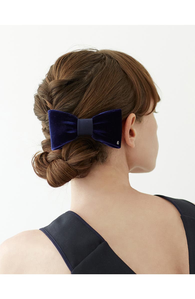 Alexandre de Paris Josephine Velvet Bow Barette, Alternate, color, Black