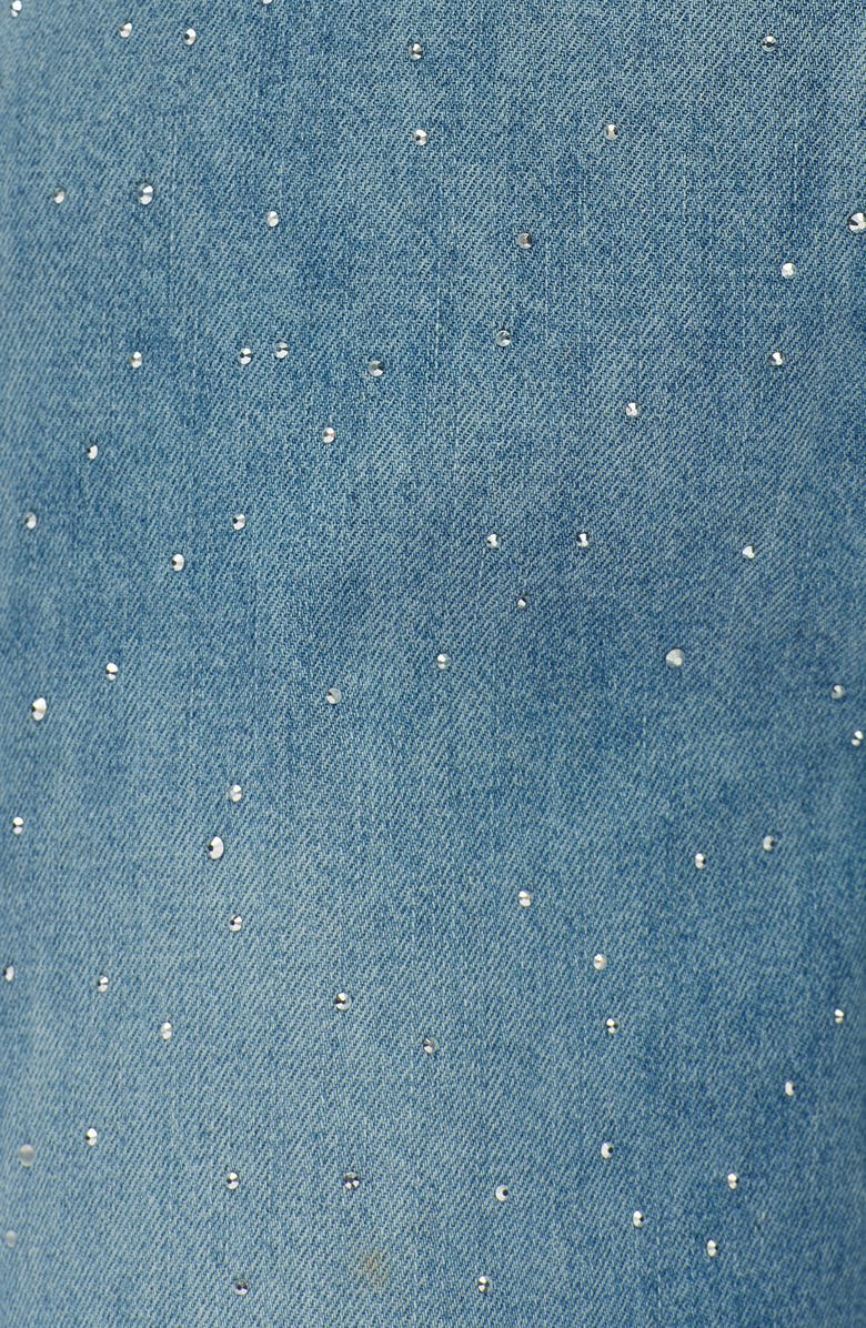 Bayeas Ultra Rhinestone High Waist Wide Leg Jeans, Alternate, color, Light Blue