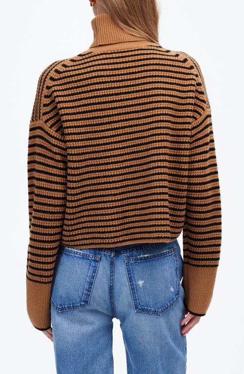 MADEWELL MADEWELL STRIPE WOOL WAFFLE KNIT TURTLENECK SWEATER 