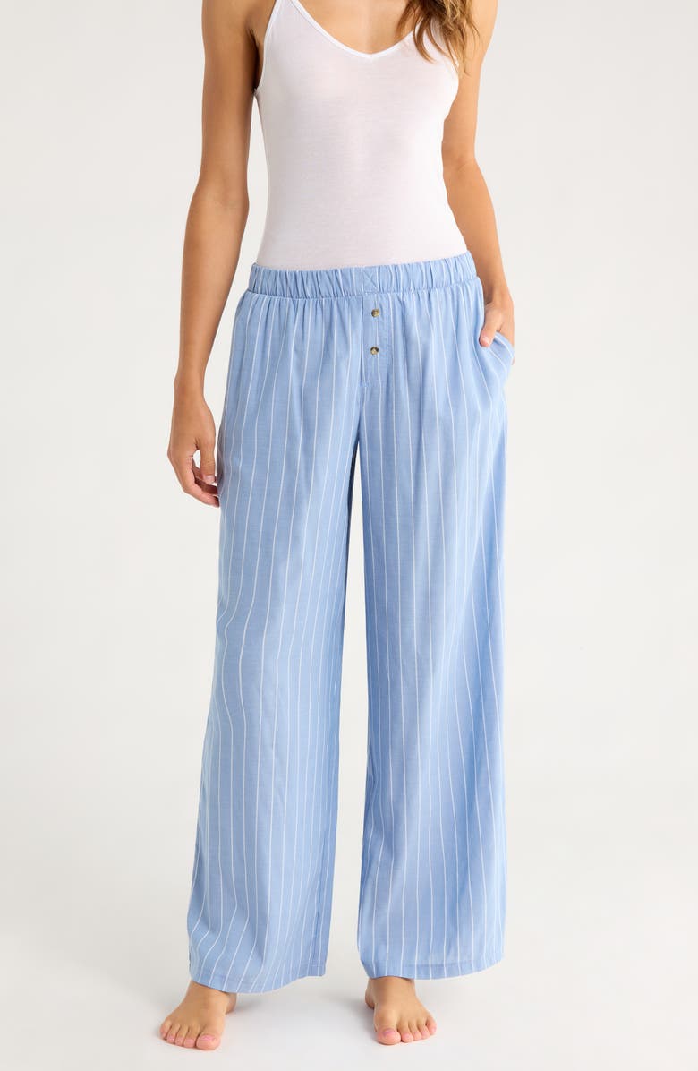 Honeydew Hangout Stripe Pajama Pants, Main, color, Chambray Stripe