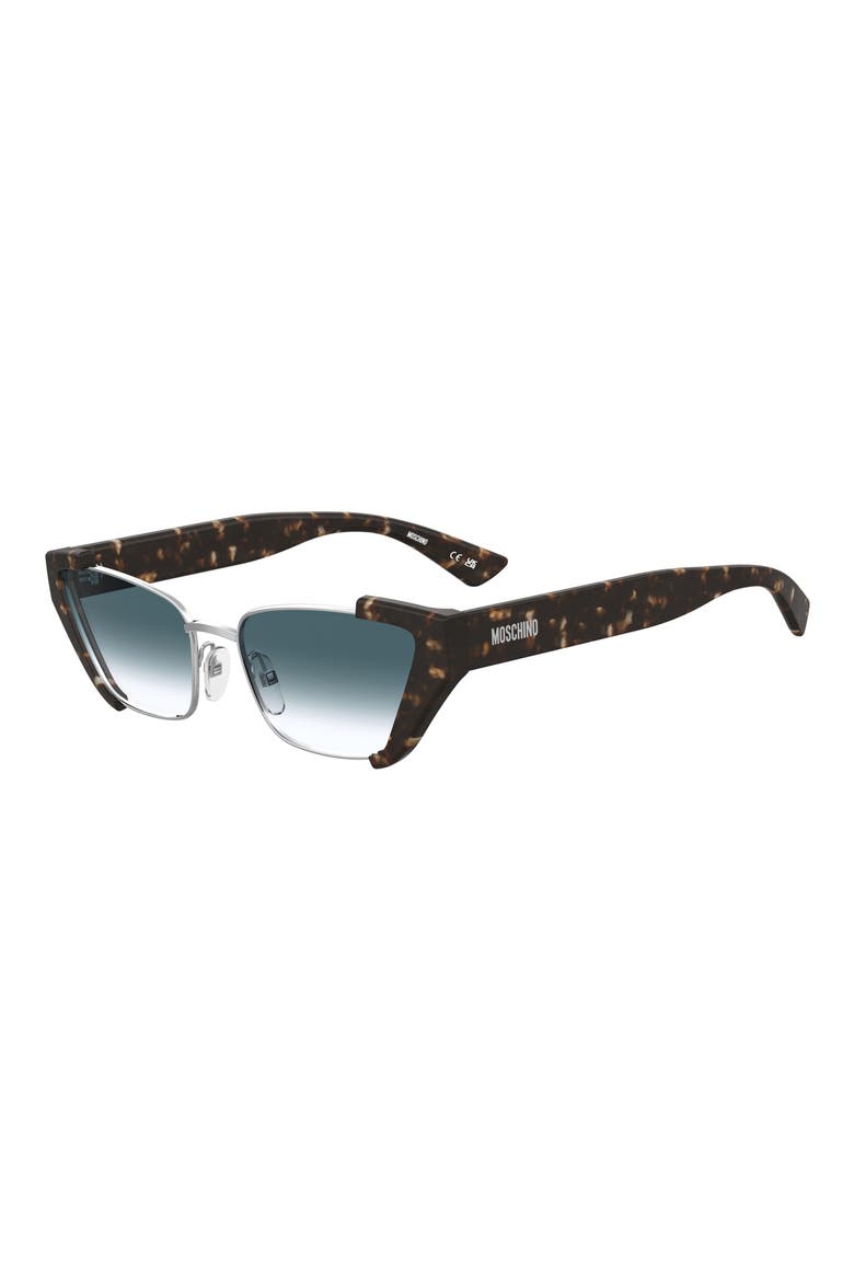 56mm Cat Eye Sunglasses, Alternate, color, HAVANA SILVER/ DK BLUE SF