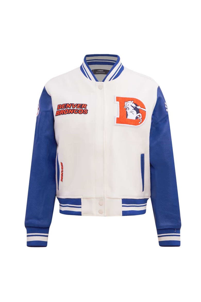 Women's Pro Standard  Cream Denver Broncos Retro Classic Vintage Full-Zip Varsity Jacket, Alternate, color, Cream