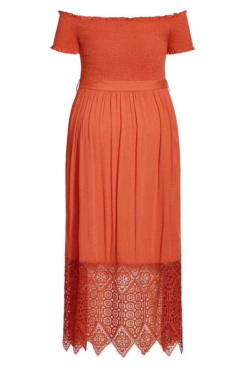 Off the Shoulder Maxi Dress, Alternate, color, TANGERINE