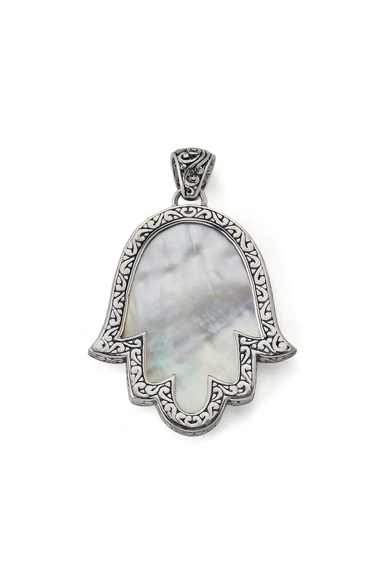 Hamsa Hand Pendant, Main, color, WHITE