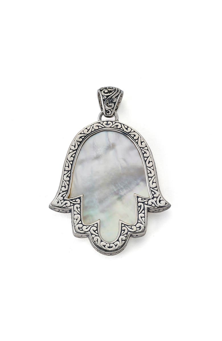 SAMUEL B. Hamsa Hand Pendant, Main, color, White