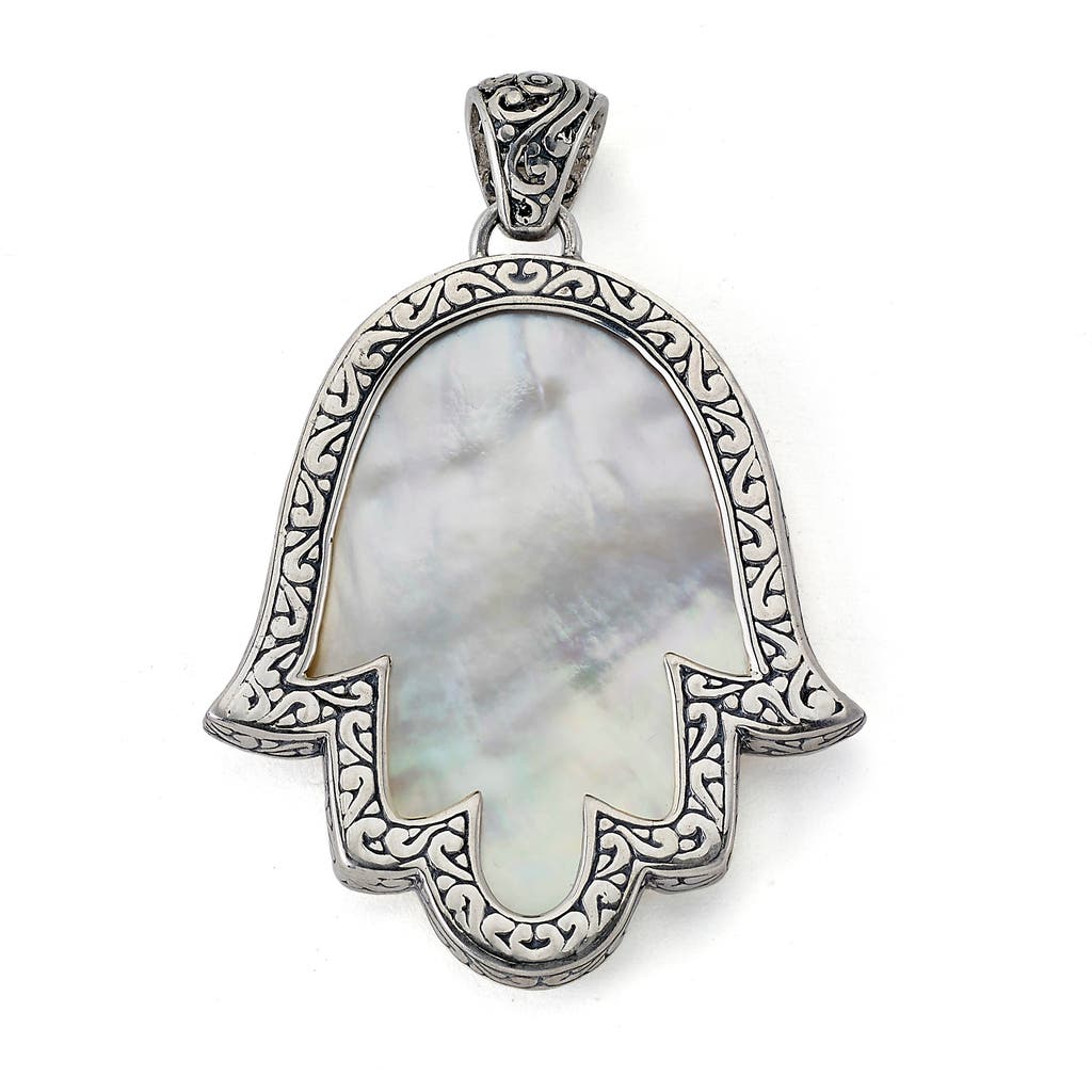 Samuel B. Hamsa Hand Pendant In White