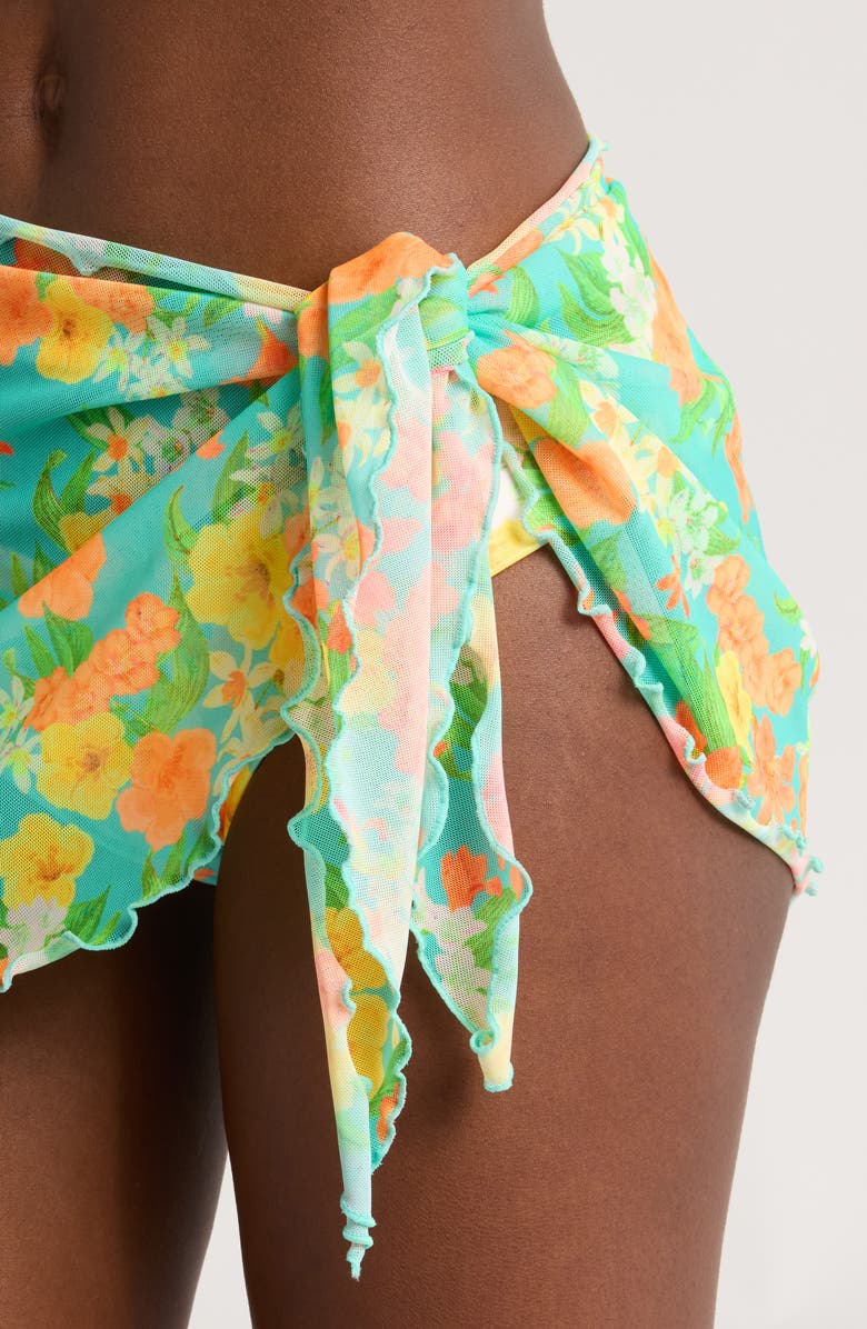Kulani Kinis Floral Mesh Cover-Up Sarong, Alternate, color, 