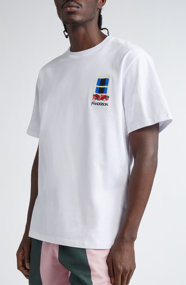 JW Anderson Window Embroidered Cotton T-Shirt, Alternate, color, 