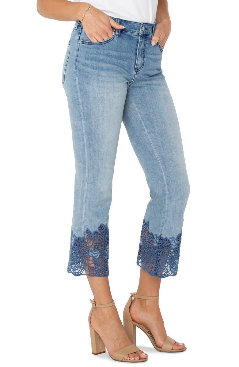Liverpool Los Angeles Hannah Crochet Hem Crop Flare Jeans, Alternate, color, 