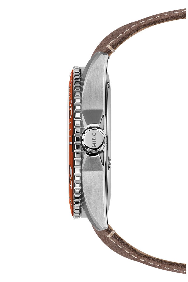 Ocean Star 200C Automatic Leather Strap Watch, 42.5mm, Alternate, color, BROWN