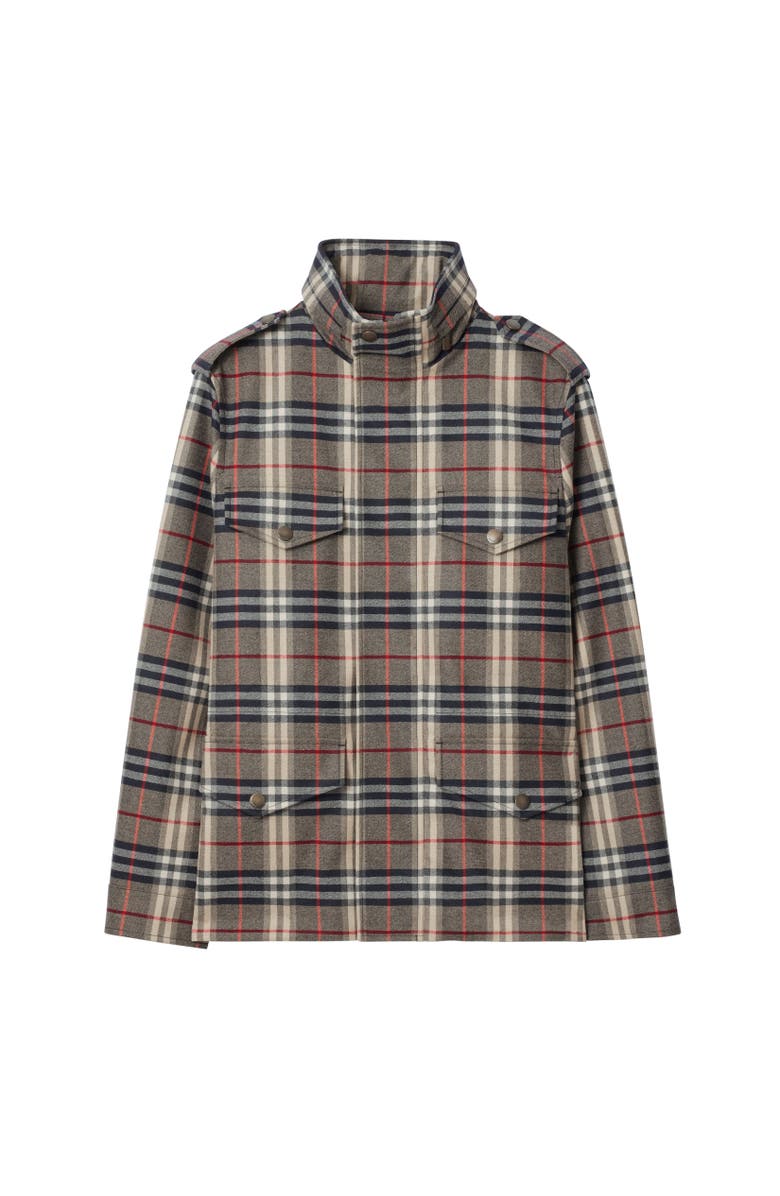 Burberry Check Bonded Wool Field Jacket, Alternate, color, 