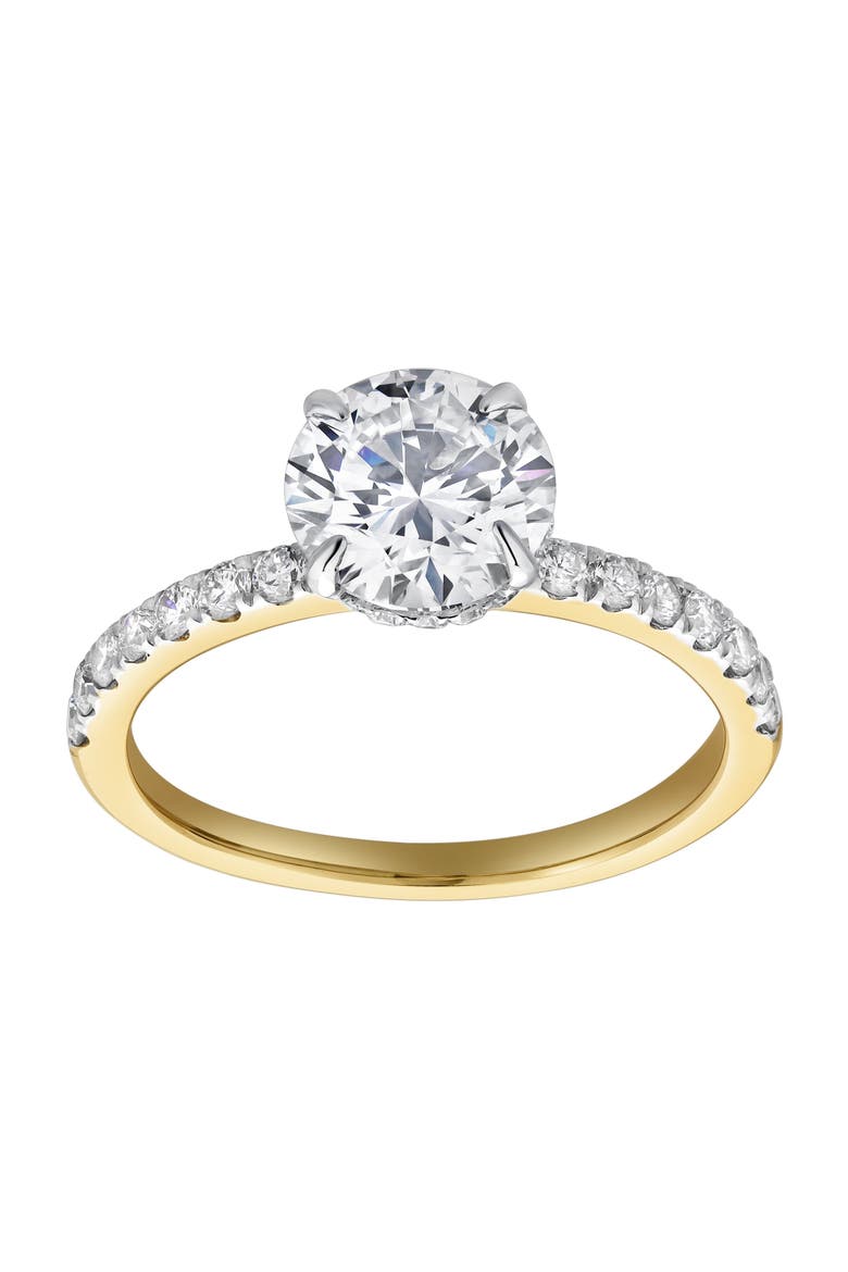 Amore 14K Gold Round Cut Lab Grown Diamond Hidden Halo Engagement Ring - 1.95 Ct, Main, color, 14K Yellow Gold
