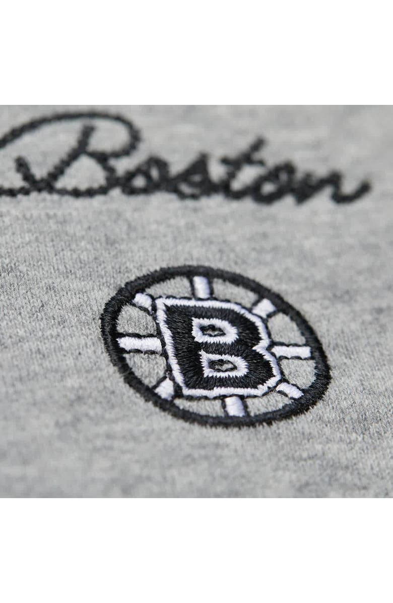 Mitchell & Ness Women's Mitchell & Ness Heather Gray Boston Bruins Logo Lightweight Pullover Sweatshirt, Alternate, color, Heather Gray