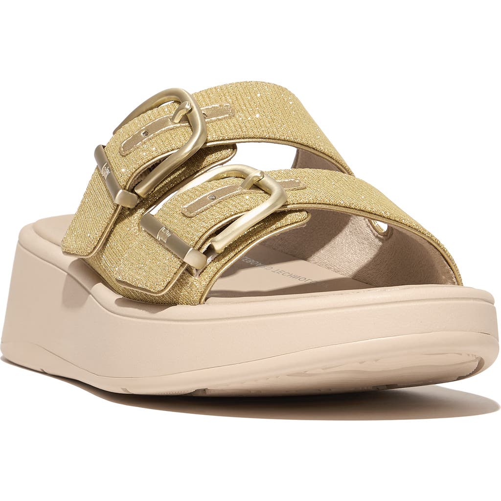 Fitflop F-mode Shimmer Buckle Sandal In Platino