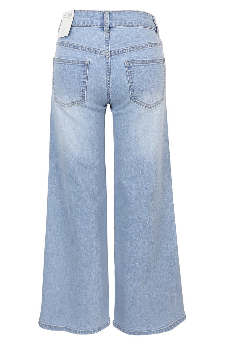 Zunie Kids' Bow Embroidered Wide Leg Jeans, Alternate, color, Light Vintage Blue