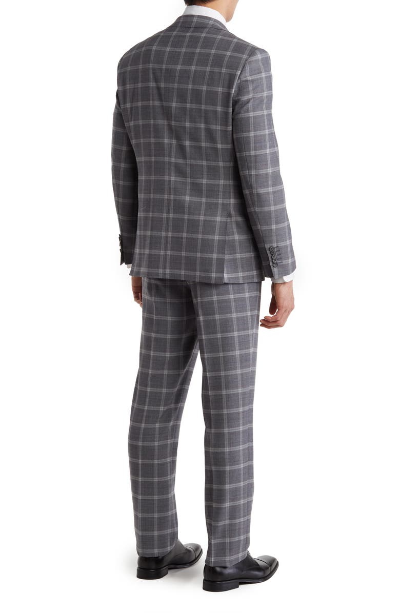 English Laundry Trim Fit Windowpane Wool Blend Suit, Alternate, color, Gray