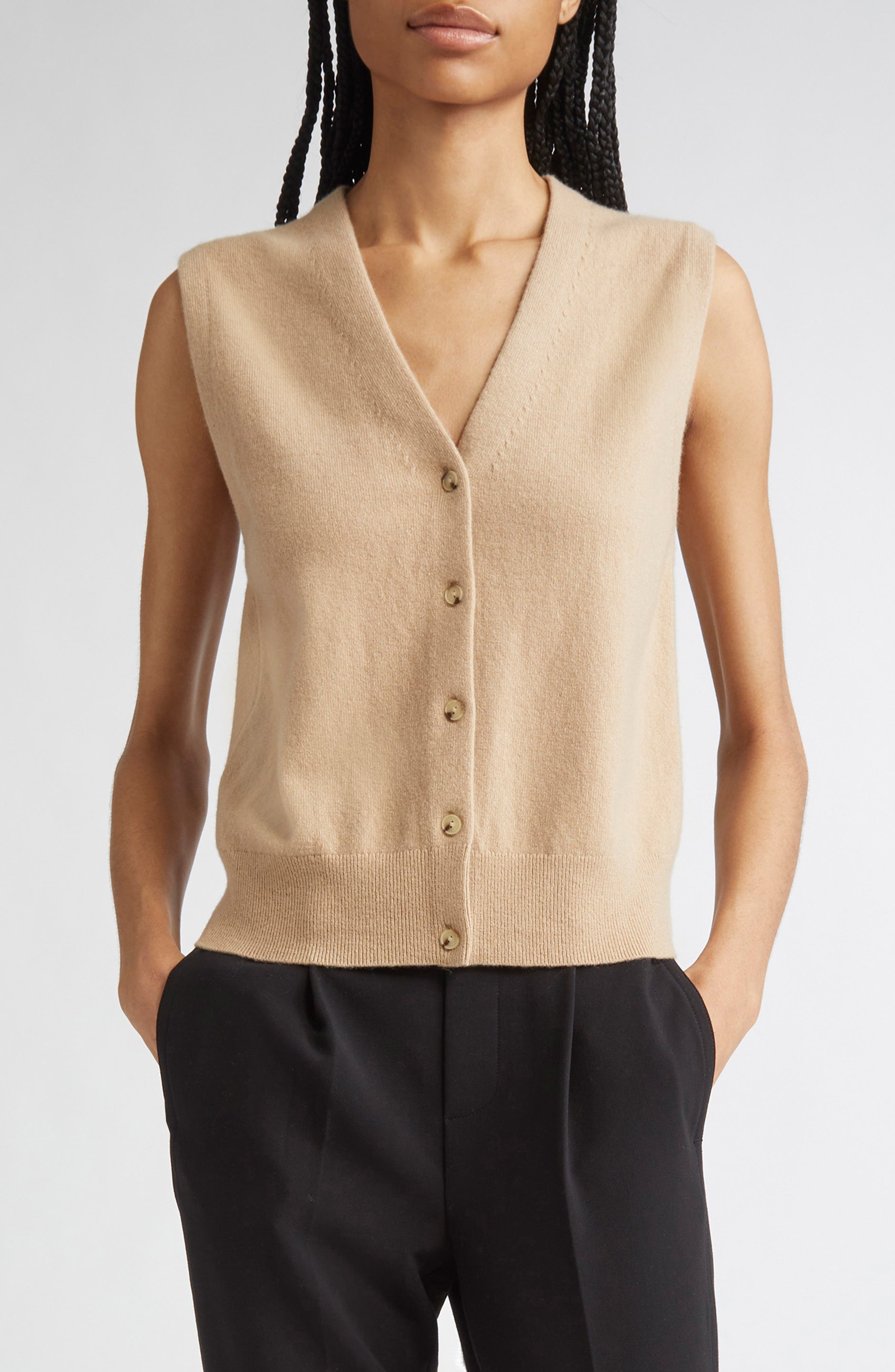 Vince Shrunken Button Wool & Cashmere Blend Vest