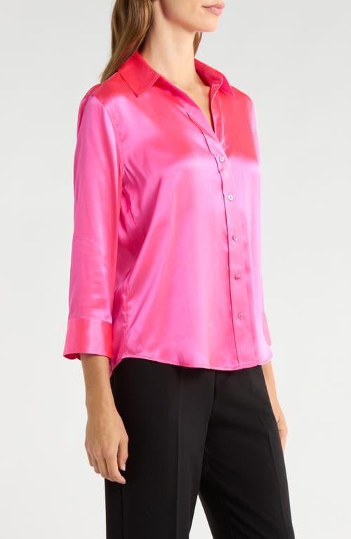 L'agence Dani Silk Charmeuse Blouse In Pink