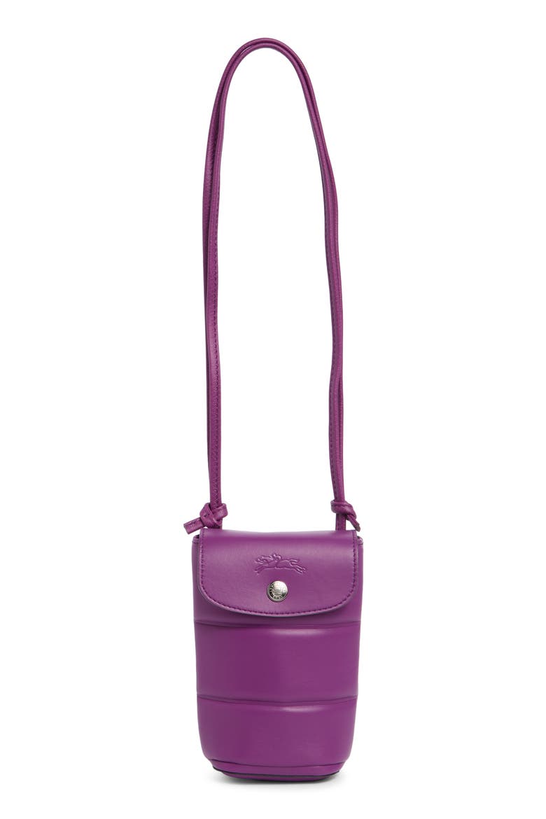 Le Pliage Quilted Leather Phone Crossbody Bag, Main, color, VIOLET