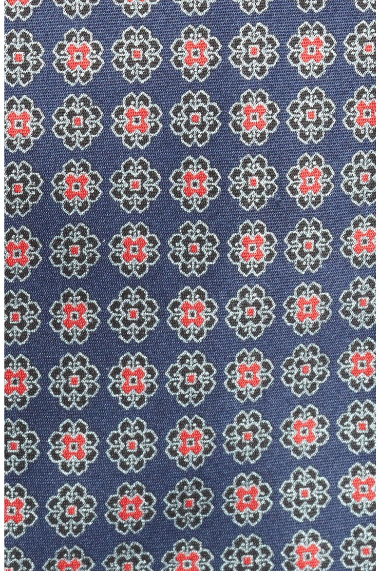 Floral Medallion Silk Tie, Alternate, color, NAVY
