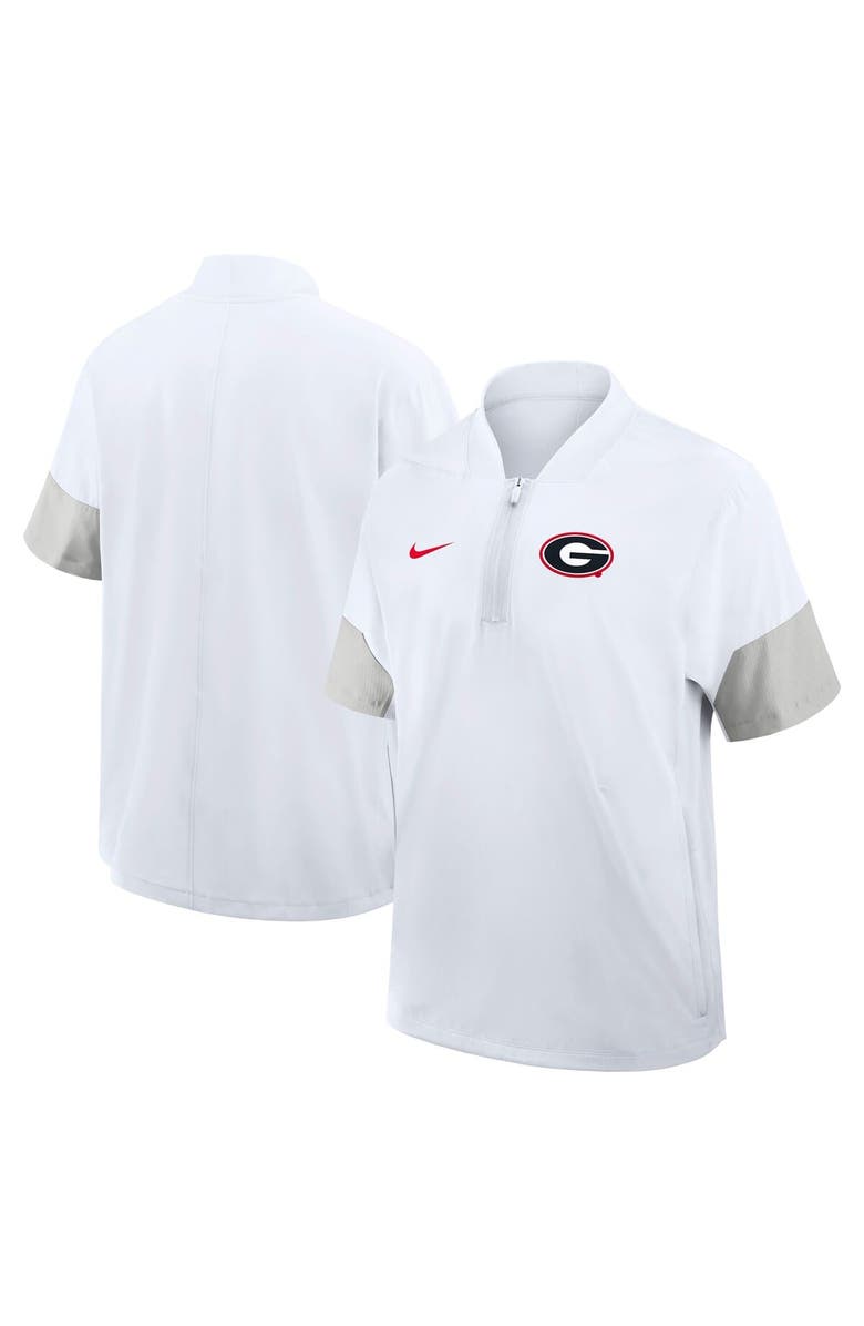 Nike Men's Nike White Georgia Bulldogs 2025 Sideline Short Sleeve Quarter-Zip Coach Jacket, Alternate, color, White
