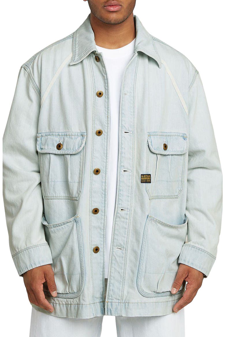 Oversize Cotton Denim Chore Coat, Main, color, BEACHED FADED CLIFTON BLUE