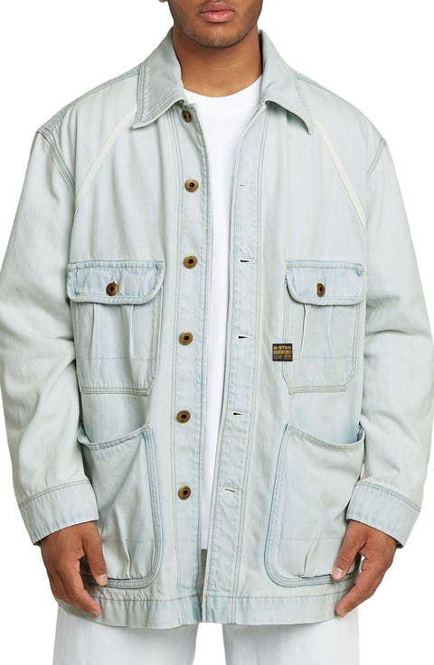 Oversize Cotton Denim Chore Coat