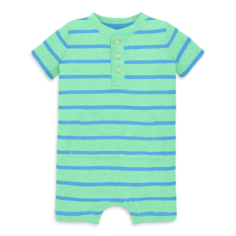 Baby Heathered Henley Shortie In Stripe