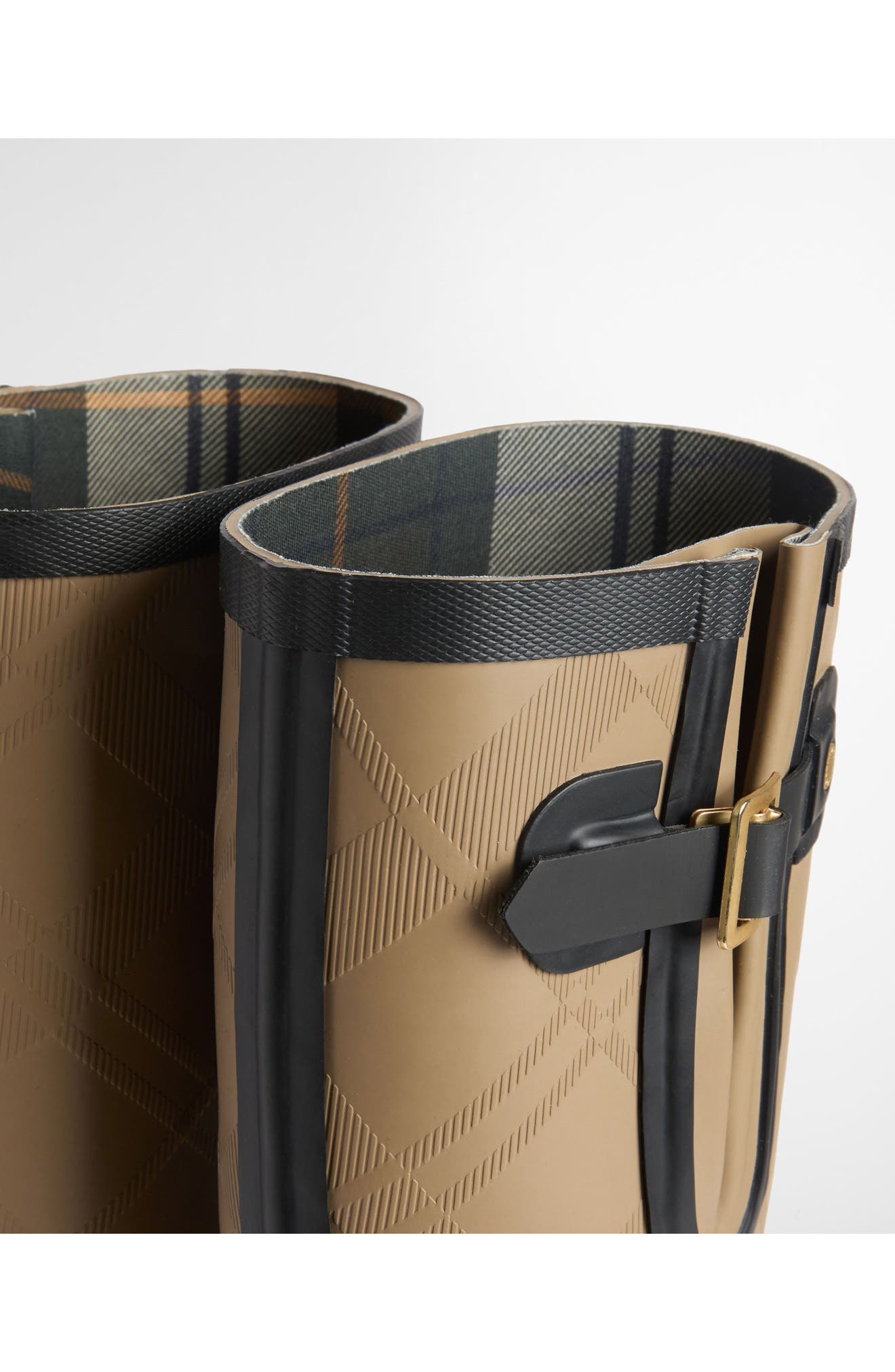 Leighton Tartan Tall Rain Boot, Alternate, color, MILITARY BROWN/ BLACK