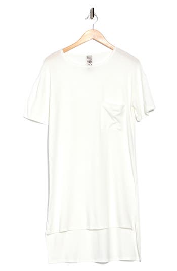 Go Couture Short Sleeve High-low Tunic Top In Ivory