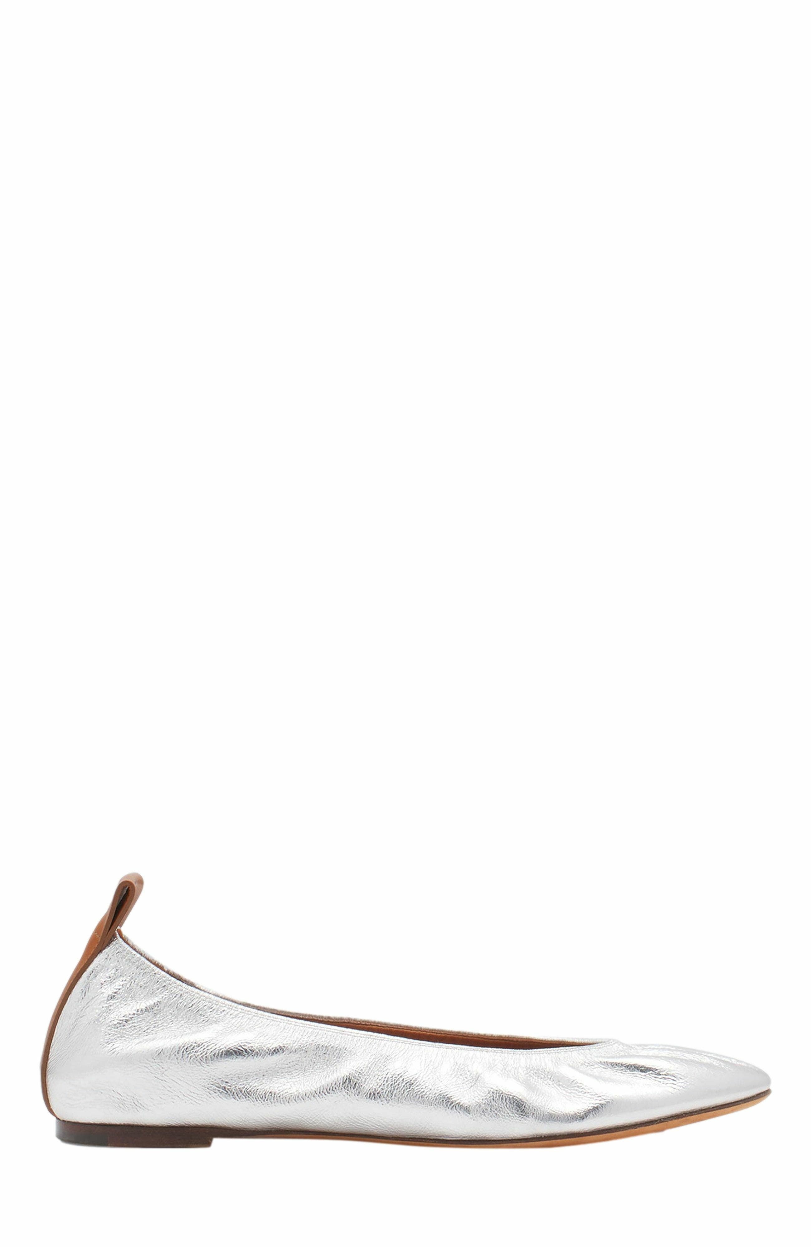 Lanvin The Ballerina Flat In Metallic Leather, Main, color, 