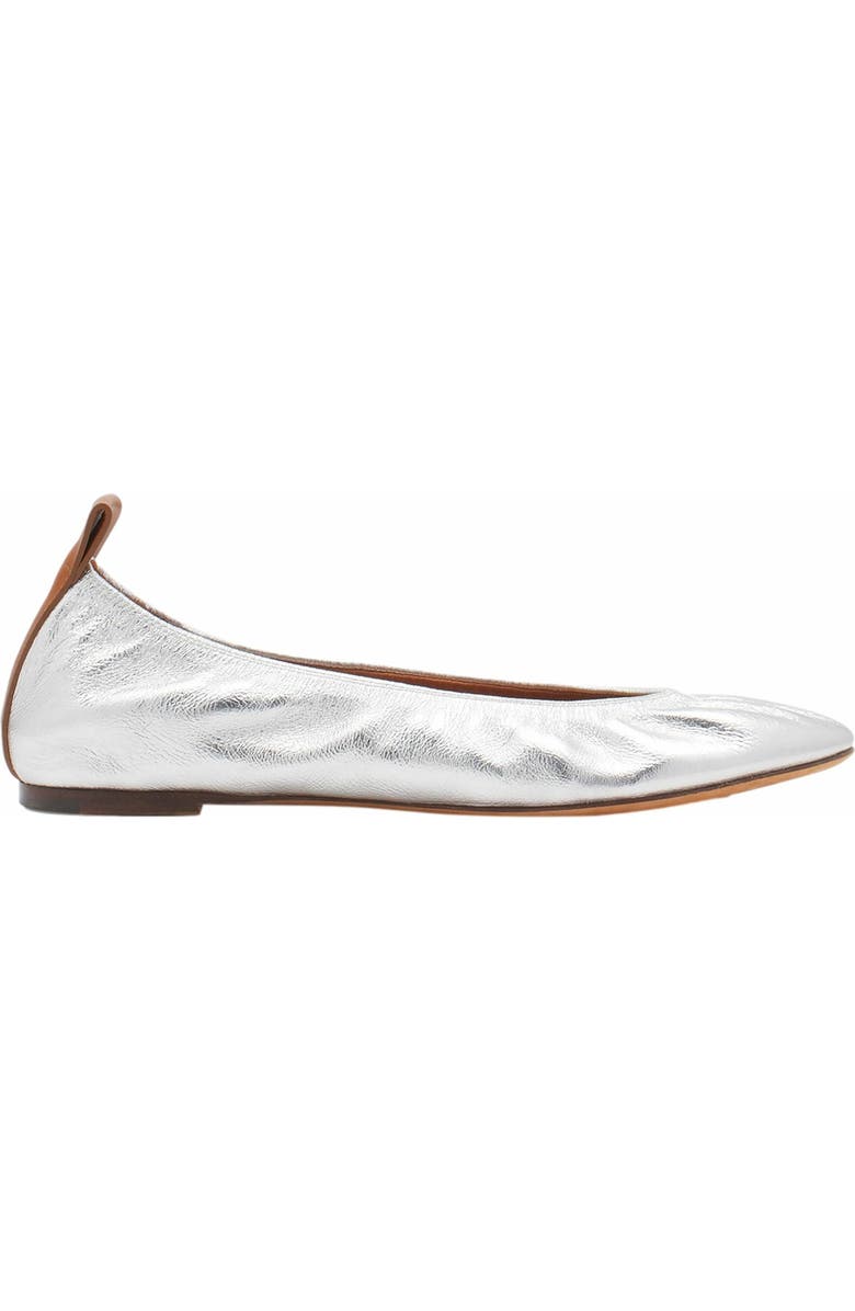 Lanvin The Ballerina Flat In Metallic Leather, Main, color,