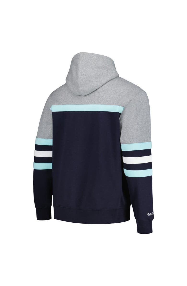 Mitchell & Ness Men's Mitchell & Ness Deep Sea Blue/Gray Seattle Kraken Head Coach Pullover Hoodie, Alternate, color, Navy