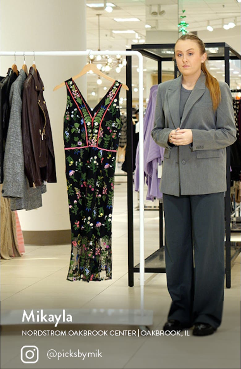 Botanical Embroidered Semisheer Sleeveless Dress, sales video thumbnail