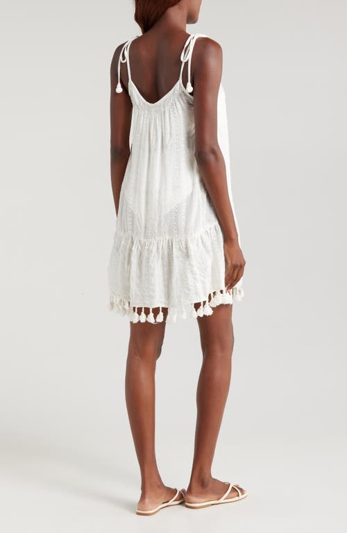 Shop Ramy Brook Jaxson Metallic Thread Detail Cover-up Dress In White Stripe