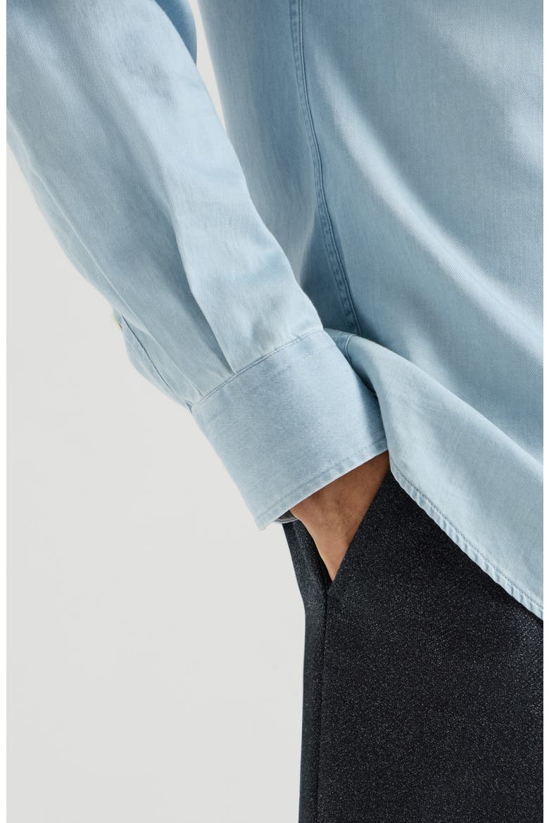 Lightweight denim shirt with spread collar, Alternate, color, Light Denim