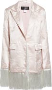 KIM SHUI Kyla Embroidered Fringe Silk Satin Jacket